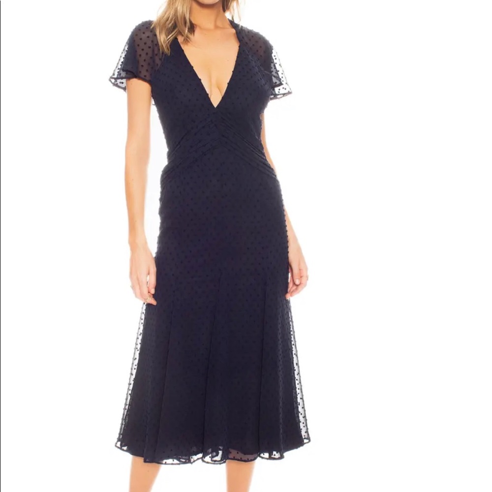 NWT KATIE MAY Flutter Sleeve Dot Chiffon Dress